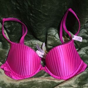 Victoria's Secret Fuchsia Striped Push-Up Bra